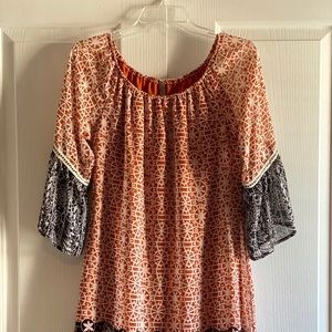 Burnt Umber & Black Patterned Summer Frock
